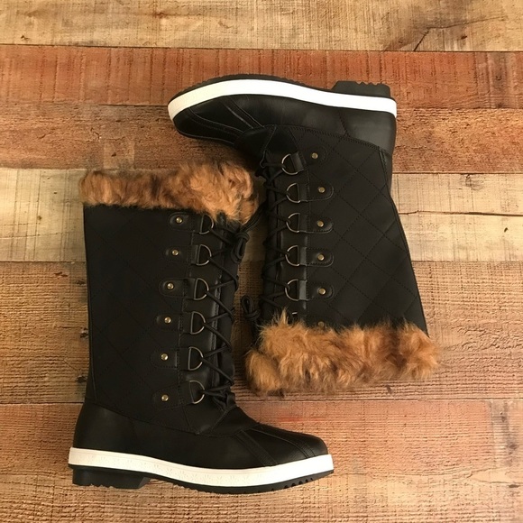 JustFab Shoes - Just fab cold weather lace up boots with faux fur Marley - 7.5